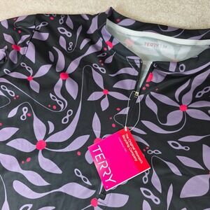 Terry Cycling Jersey Womens 3X Black Purple Breakaway Mesh Zip Short Sleeve NWT